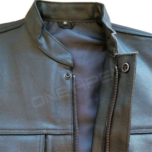 Dernière mode veste en cuir personnalisée véritablement fabriquée à la main veste en cuir véritable sans manches pour hommes veste en tissu tricoté - Product Image 5