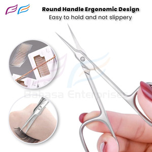 Ciseaux à cuticules professionnels à pointe fine et lames courbées, ciseaux de précision pour extensions d'ongles, outils de beauté, marque privée - Product Image 3