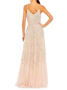 Vestido de Noche de Lujo con Corte en A para Mujer, Talla Grande, Elegante, de Tul con Cuentas y Lentejuelas, Manga Larga, sin Tirantes, para Fiestas Formales - Product Image 2