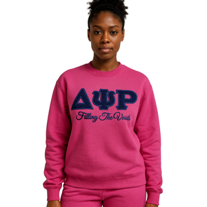 Delta PSI Rho sorority Crewneck เสื้อกันหนาวผ้าฝ้ายสีชมพูโพลีเติมช่องว่างเสื้อผ้าสวมใส่สบายนุ่ม - Product Image 1