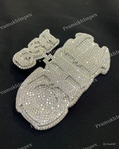 Collier pendentif CHE en argent sterling 925 avec lettre glacée en diamant Moissanite Hip Hop personnalisé plaqué or de fournisseurs indiens - Product Image 2