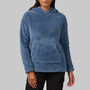 Sudadera con capucha con forro de Sherpa de invierno personalizada para mujer, jersey de lana cálida de peso pesado, Sudadera con capucha de gran tamaño con logotipo frontal, cuello con capucha, la mejor calidad - Product Image 1