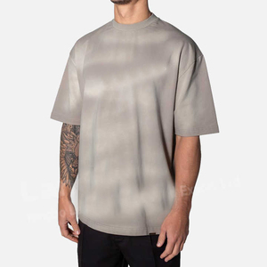 T-shirts Ringer grande taille pour hommes 2026 en gros, 100 % coton tricoté épais, délavé à l'acide, effet vieilli et décoloré par le soleil - Product Image 2