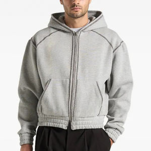 Alta calidad de gran tamaño de contraste Color Zip up Hoodies Hombres Streetwear Custom Fleece Baggy manga larga Pullover Hoodie Hombres - Product Image 2