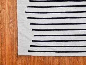 Alfombra marroquí de algodón a rayas hecha a mano para sala de estar, dormitorio, habitación de niños, Blanca con diseño antideslizante lavable - Product Image 2