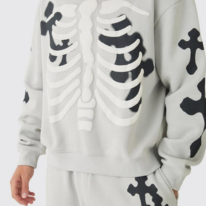 Ensemble survêtement homme en coton 100% surdimensionné pour l'hiver, avec broderie personnalisée, logo personnalisé, sweat-shirt et pantalon en 2 pièces - Product Image 5