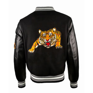 Top Qualité Laine Corps Confortable Baseball Varsity Veste Noir Couleur En Cuir Manches Chenille Broderie Logo Chaud Manteau D'hiver - Product Image 2