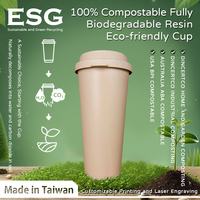 Gobelet à café de camping 100 % biodégradable 700 cc, écologique, durable, réutilisable, non toxique, avec couvercle, compostable, sans BPA et sans PFAS