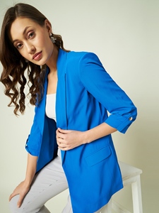 Blazer de verano de manga enrollable de un solo pecho elegante con botones sólidos hechos a medida para mujeres Boutique Clientes y revendedores de prendas - Product Image 5