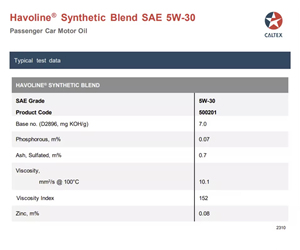 Caltex Havoline Synthetic Blend <b>SAE</b> <b>5W</b>-<b>30</b> High Performance SN Certified Engine Oil for Cars Smooth Operation 4L Plastic 14KG - Product Image 2