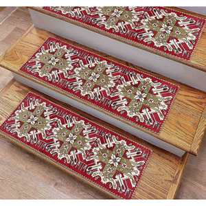 Geometric Pattern Printed Rug, Modern <b>Machine</b> Washable <b>Step</b> Rug - Product Image 1