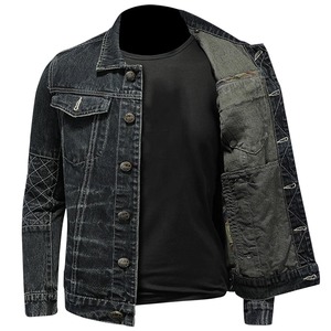 Chaqueta de bombardero acolchada desgastada Vintage personalizada para hombres invierno al aire libre cremallera bordado decoración carta patrón estilo Formal - Product Image 1