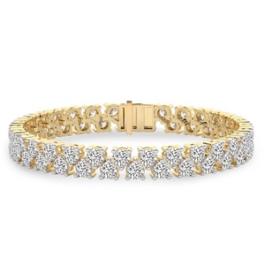 Bracelet tennis double rangée superposé en diamants de laboratoire ronds 3 carats, couleur F-G, pureté VS, 112 diamants, or massif 14K, éclat intense - Product Image 2