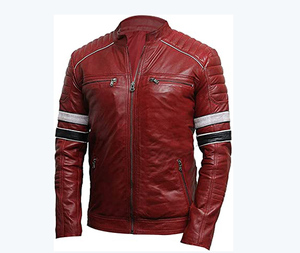 เสื้อแจ็คเก็ตมอเตอร์ไซค์หนังแท้สำหรับผู้ชาย กันน้ำ กันลม ระบายอากาศได้ดี สำหรับฤดูหนาว สีพื้น ดีไซน์วินเทจ บริการ OEM ขายส่ง - Product Image 3