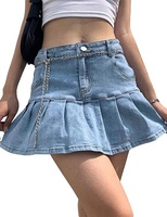 Jupe en jean décontractée pour femme, taille haute, longueur genou, boutonnée, design personnalisé, en coton lavé 100%, collection été - Grande Vente