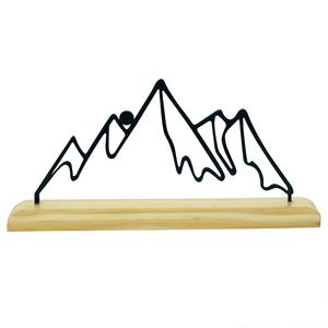 Sculpture de table de montagne en métal noir contemporain, base en bois, élégante et artistique, accent décoratif pour les maisons modernes, en provenance d'Inde - Product Image 4