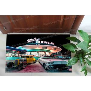 Tapis imprimé avec paysage de cinéma en plein air vintage : rétro, intérieur, cadeau, avec tapis moelleux à poils longs - Product Image 1