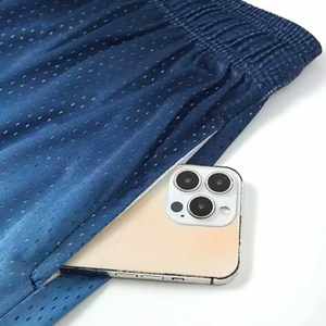 Custom Blue Gradient Mesh <b>Shorts</b> <b>for</b> <b>Men</b> Breathable Streetwear Style Sports <b>Shorts</b> with Black <b>White</b> Trim - Product Image 5