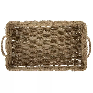 OEM Custom Rustic Seagrass <b>Storage</b> Tray Handwoven Natural Brown Back to School - Product Image 2
