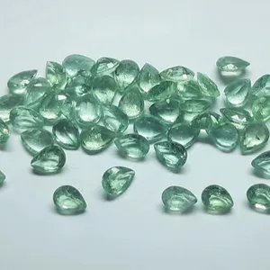 天然绿色蓝晶石梨切刻面宝石批发蓝晶石珠宝制作批量供应