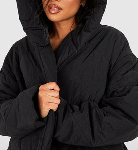 Parkas réversibles en tricot pour femmes, hiver 2026, poches, épaisses, chaudes, à capuche, en polyester/nylon, manteaux amples pour femmes, vestes matelassées - Product Image 2