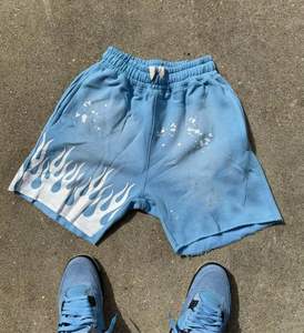 Pantalones cortos de sudor de lavado ácido de algodón 100% unisex sueltos con logotipo personalizado OEM para hombres - Product Image 4