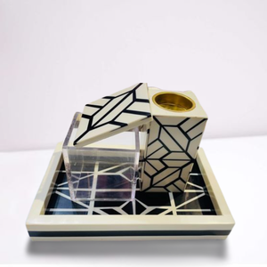 Ensemble de plateaux d'incrustation d'os de luxe pour brûleur d'encens Bakhoor et diffuseur d'aromathérapie pour les cadeaux du Ramadan et la décoration intérieure en Inde - Product Image 4