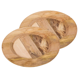 แผ่นชาร์จไม้อะคาเซียไม้ธรรมชาติทำด้วยมือทรงกลม - Product Image 1