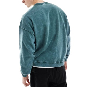 Sweat-shirt à col rond vintage épais pour homme, avec logo personnalisé, effet délavé, vente en gros, MADE BY HS 2026 - Product Image 4