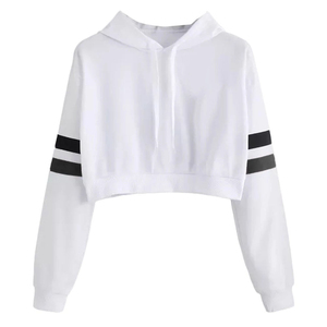 Sweats à capuche à manches longues pour femmes de haute qualité haut court personnalisé à épaules tombantes avec pull d'hiver - Product Image 2