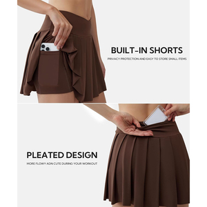 Jupe de tennis pour femmes la plus vendue, couleur brun foncé, tenue tendance, taille haute, vêtements de sport, jupe de tennis pour femmes - Product Image 4