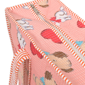 Jaipuri Sac fourre-tout matelassé en coton imprimé pour femme Sac à main matelassé tendance et élégant - Product Image 3