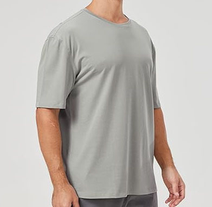 2025เสื้อยืดแฟชั่นผู้ชายผ้าฝ้าย100% ขนาดใหญ่กว่าขนาดเสื้อยืดทรงหลวมเข้ารูปสีทึบออกแบบได้เอง - Product Image 2