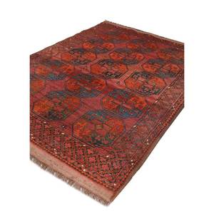 Alfombra Kiaan Grande de Lana Anudada a Mano, Diseño Geométrico Rojo Naranja, para Decoración de Sala de Estar, Pasillo, Modelo Paem-100, Rectangular - Product Image 2