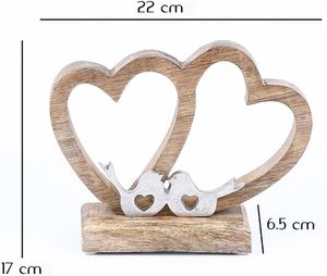 Trending Design Heart Decorative Stand 22 cm Large Decorative Object Amour 2 as <b>Table</b> Decoration Windowsill Decoration Silver - Product Image 4