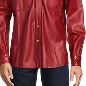 High Quality Wholesale Custom Men's Breathable Anti-Pilling Casual <b>Leather</b> <b>Shirt</b> with Custom Color & Design Options - Product Image 4