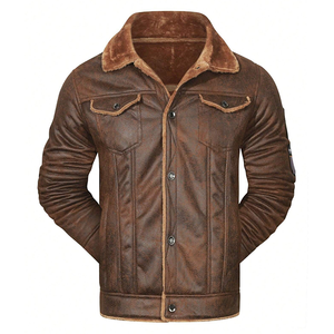 Chaqueta de piel de imitación de cerdo para hombre, cremallera diagonal, solapa grande, talla europea, chaquetas de cuero de moda coreana para hombre - Product Image 1