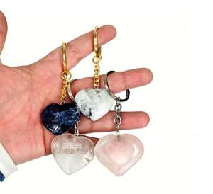 LLavero de piedra de cristal con forma de corazón Natural, para Chakra, Reki, piedras preciosas curativas - Product Image 3