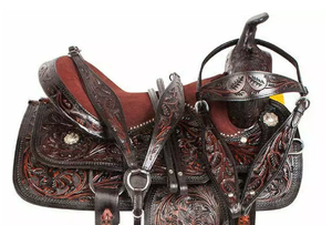 Calidad Premium 100% hecho a mano estilo inglés occidental sillín de cuero duradero para equitación deportes ecuestres entretenimiento - Product Image 2