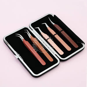 Pinzas para Extensión de Pestañas con Punta de Fibra, las Más Vendidas, en Forma de L de 45 y 90 Grados, Punta en X, Herramienta Curva para Volumen de Pestañas - Product Image 1