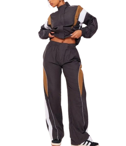 Ensemble survêtement décontracté à capuche unisexe avec logo personnalisé, fermeture à cordon, veste et pantalon en polyester et nylon, deux pièces, imperméable - Product Image 1