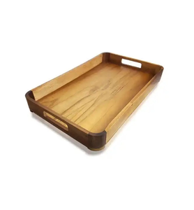 Bandeja de servicio de madera de Acacia Natural de diseño moderno, Plato decorativo rectangular ecológico para Bar, restaurante, Hotel o fiestas - Product Image 2