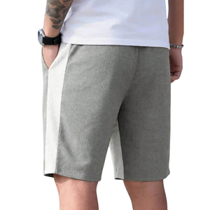 Shorts mi-longs pour homme en tricot gaufré doux, design color block avec bande latérale, cordon de serrage, élastique, décontracté, léger, séchage rapide, pour l'été - Product Image 2