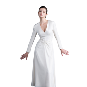 Nouveau Style Sexy col en v femmes robes DIA col en v WRAP ROBE Deknit dos Satin Georgette tissu noir blanc couleurs dos fermeture éclair - Product Image 1