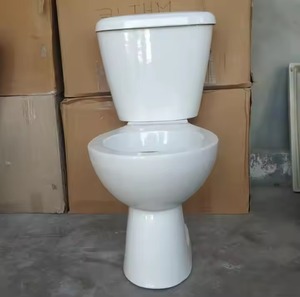 Inodoro sifónico automático de dos piezas de cerámica con trampa P, silla cómoda de baño de estilo occidental indio para uso en baños al aire libre - Product Image 6