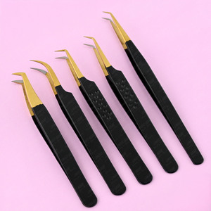 Pince à épiler pour extensions de cils Top-Rat à pointe en fibre, avec poignée diamant, droite, isolante, courbée, classique, type Boot Tweezer - Product Image 1