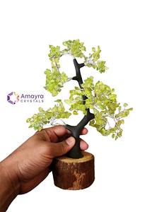 Árboles de cuentas de obsidiana verde natural con base de madera, árboles naturales al por mayor, árboles semipreciosos para regalos - Product Image 4