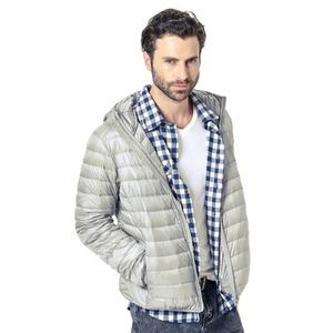 Chaquetas ligeras con capucha para hombre con logotipo personalizado al por mayor de alta calidad, abrigos acolchados de mezcla de plumón de pato con capucha para hombre - Product Image 3