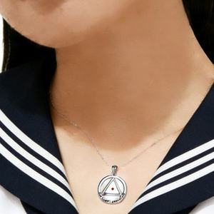 Collier en acier inoxydable avec pendentif inspirant grain de moutarde triangulaire, bijou minimaliste rond symbole de foi, résistant au ternissement - Product Image 1