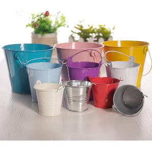 Jardinière de seau de seau en métal de fer de conception classique avec la couleur d'émail de poignée pour le seau de seau utilisable multi d'intérieur et extérieur - Product Image 2